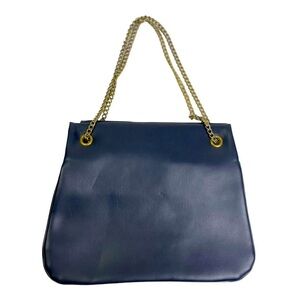 Vintage Blue Purse With Gold Chain Handle